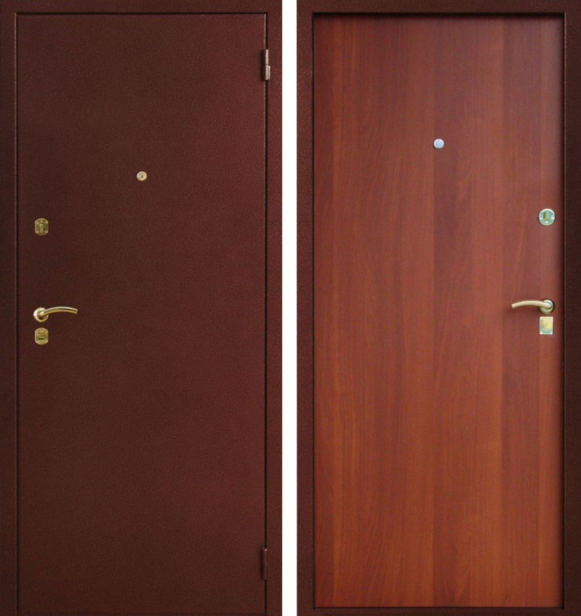 Классическая недорогая дверь в дом с начальным утеплением ЛД-785 напыление и ламинат
