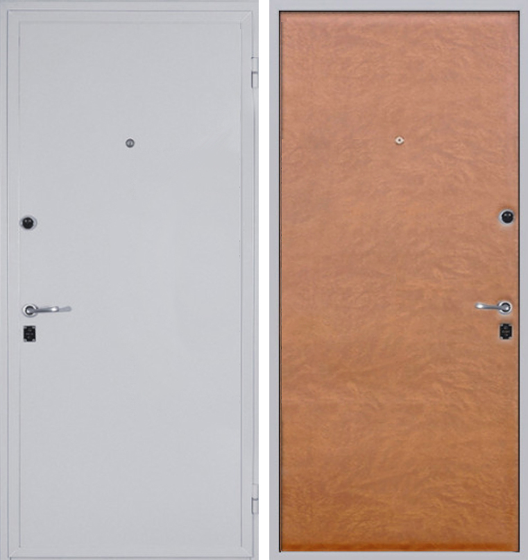 Недорогая входная дверь ЛД-374 порошковое покрытие и экокожа