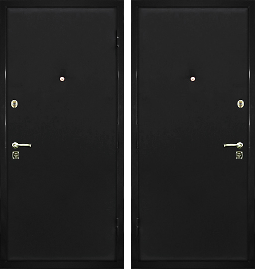 Простая металлическая дверь ЛД-146 эконом экокожа двойная чёрная