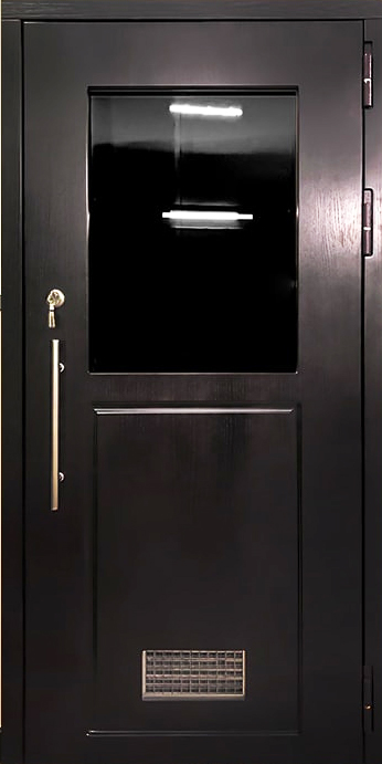 Техническая дверь с МДФ ЛД-397 с вентиляционной решёткой и окном