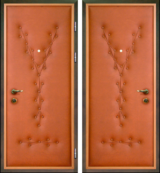 Входная дверь ЛД-328 экокожа с узором пуговицами цвет в ассортименте